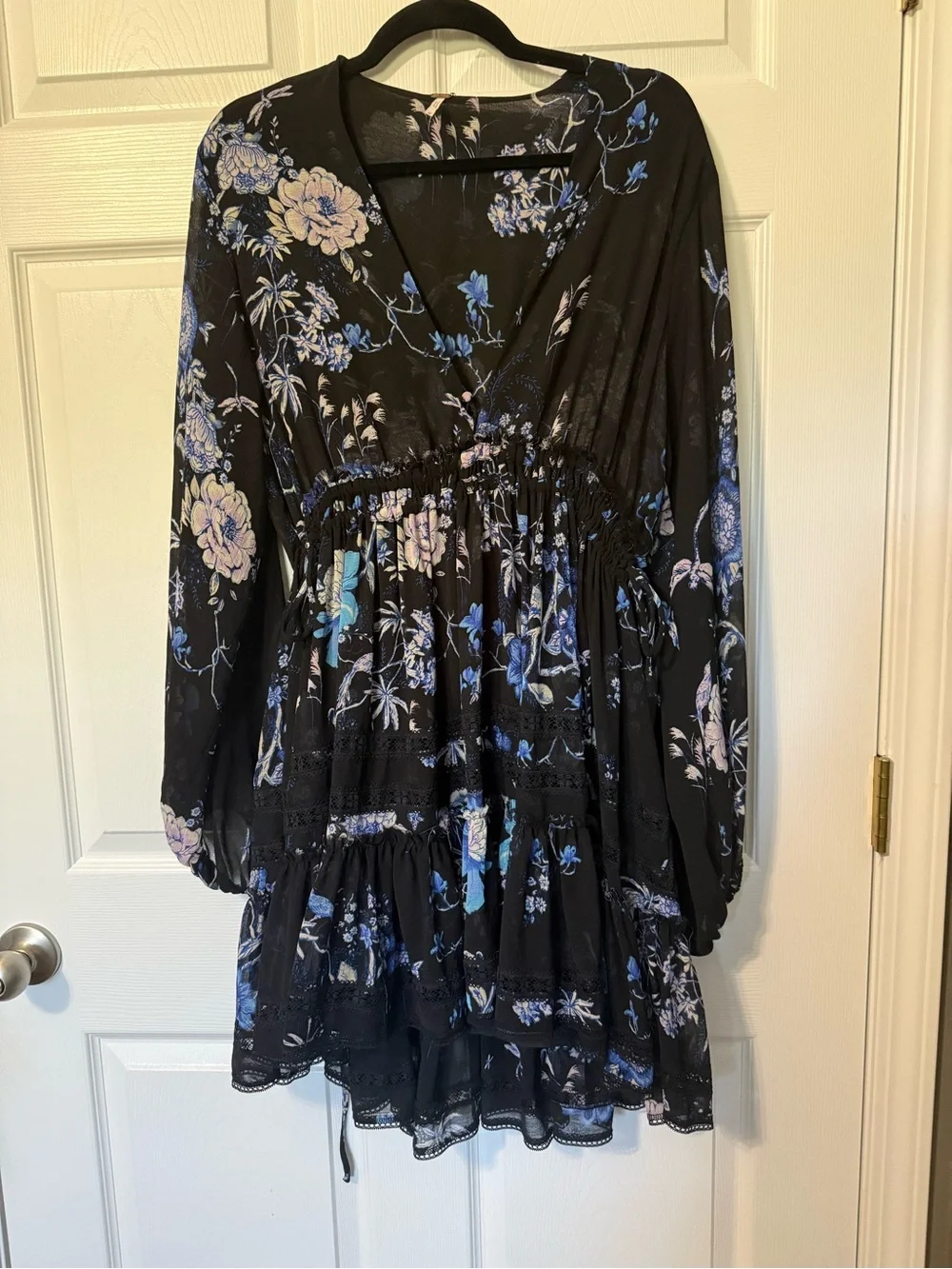 Free People Cherry Blossom Mini Dress in Black Combo- M - Picture 3 of 12